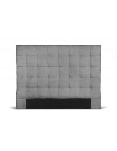 Tête de lit capitonnée en tissu OBED motif carré grise 140 x 120 cm
