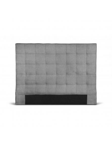 Tête de lit capitonnée en tissu OBED motif carré grise 140 x 120 cm Tête de lit capitonnée en tissu OBED motif carré grise 140 x 120 cm