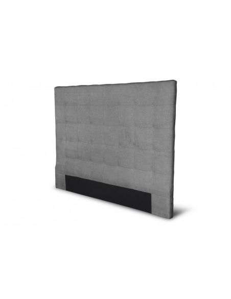 Tête de lit capitonnée en tissu OBED motif carré grise 140 x 120 cm Tête de lit capitonnée en tissu OBED motif carré grise 140 x 120 cm