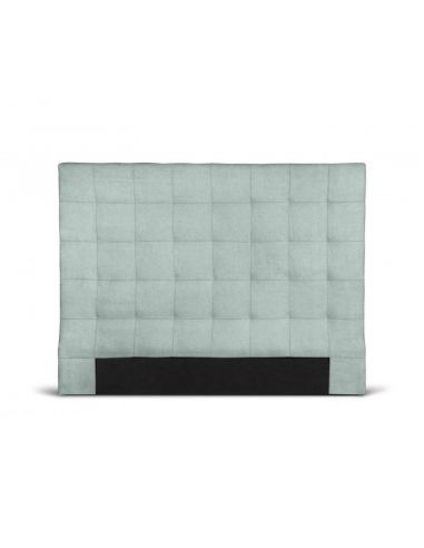 Tête de lit capitonnée en tissu OBED motif carré vert d'eau 140 x 120 cm