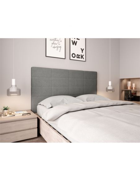 Tête de lit OBED aspect quadrillé en tissu gris Tête de lit OBED aspect quadrillé en tissu gris