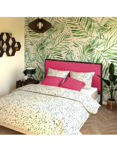 Tête de lit en Bois, Tropical, Coloris Noyer Des Andes et fushia , Collection Caïpirinha