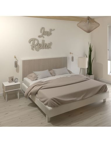 Tête de lit en Bois, Naturel, Coloris Blanc Mat et bois rose, Collection Ristretto