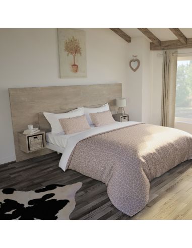 Pack Tête de lit avec 2 chevets en Bois, Coloris Chêne Cigare Brut, Collection Sauternes