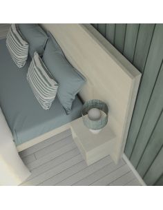 Pack Tête de lit avec 2 chevets en Bois, Coloris Bois Flotté Crème, Collection Saint Malo 2