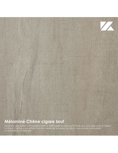 Pack Tête de lit avec 2 chevets en Bois, Coloris chêne cigare et Blanc Mat  Pack Tête de lit avec 2 chevets en Bois, Coloris chêne cigare et Blanc Mat