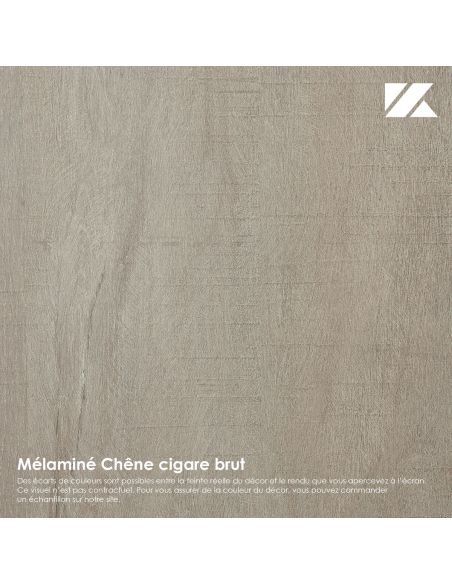 Pack Tête de lit avec 2 chevets en Bois, Coloris chêne cigare et Blanc Mat  Pack Tête de lit avec 2 chevets en Bois, Coloris chêne cigare et Blanc Mat