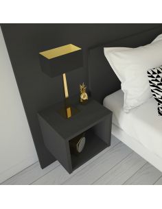 Pack Tête de lit avec 2 chevets en Bois, Coloris Graphite, Collection Hollywood Boulevard 2