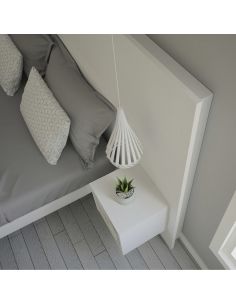 Pack Tête de lit avec 2 chevets en Bois, Blanc Mat, Collection Arctique 2