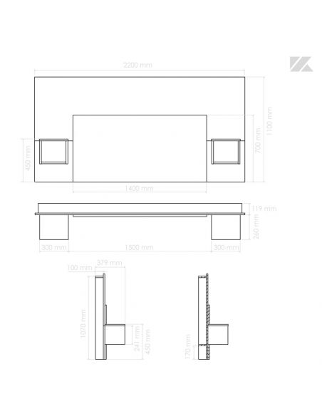 Pack Tête de lit avec 2 chevets en Bois, Blanc Mat, Collection Arctique
