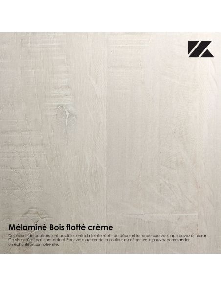 Pack Tête de lit avec 2 chevets en Bois, Coloris Blanc Mat et Bois Flotté Crème  Pack Tête de lit avec 2 chevets en Bois, Coloris Blanc Mat et Bois Flotté Crème