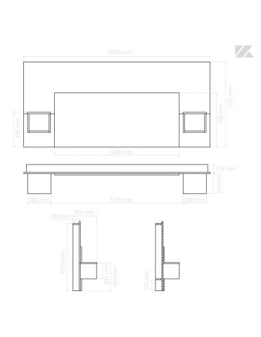 Pack Tête de lit avec 2 chevets en Bois, Coloris Blanc Mat et Graphite.