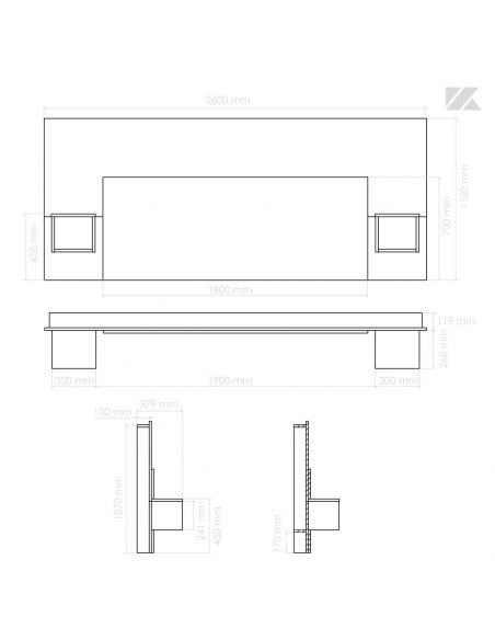 Pack Tête de lit avec 2 chevets en Bois, Coloris Blanc Mat et Graphite.