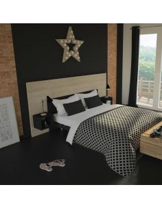 Pack Tête de lit avec 2 chevets en Bois, Chêne Blond et Graphite, Collection Fôret Noire