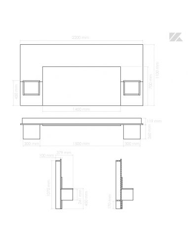 Pack Tête de lit avec 2 chevets en Bois, Graphite et Chêne Blond, Collection Fôret Noire Pack Tête de lit avec 2 chevets en Bois, Graphite et Chêne Blond, Collection Fôret Noire