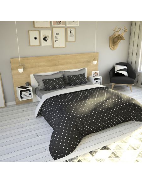 Pack Tête de lit avec 2 chevets en Bois, Chêne Blond Blanc Mat, Collection Amsterdam Pack Tête de lit avec 2 chevets en Bois, Chêne Blond Blanc Mat, Collection Amsterdam