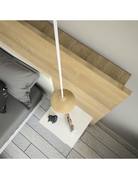 Pack Tête de lit avec 2 chevets en Bois, Chêne Blond Blanc Mat, Collection Amsterdam Pack Tête de lit avec 2 chevets en Bois, Chêne Blond Blanc Mat, Collection Amsterdam