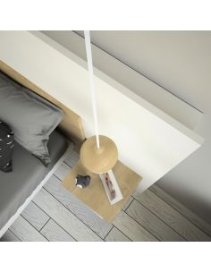 Pack Tête de lit avec 2 chevets en Bois, Blanc Mat et Chêne Blond , Collection Amsterdam 2