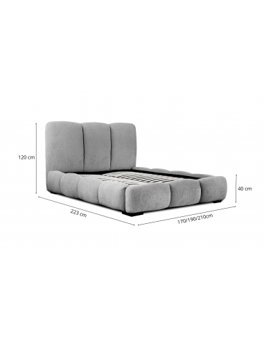Tête de lit et Sommier ALLURE GRIS CLAIR