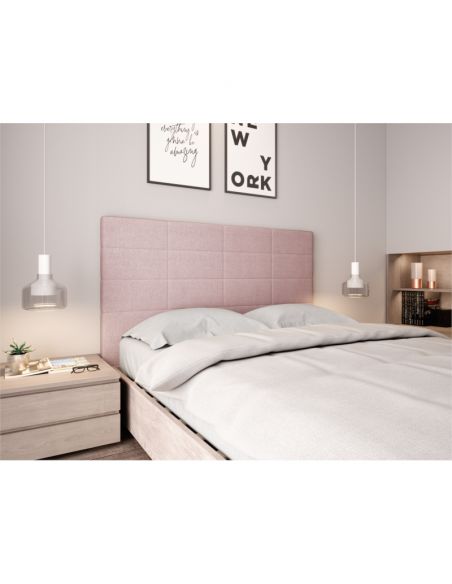Tête de lit OBED aspect quadrillé en tissu Vieux rose