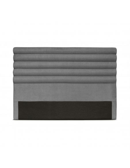 Tête de lit capitonnée en tissu OBED aspect bombé gris 140 x 120 cm