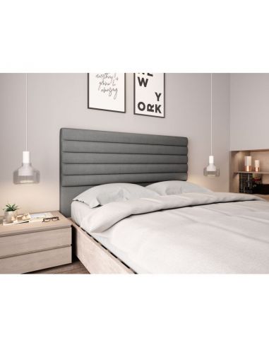 Tête de lit capitonnée en tissu OBED aspect bombé gris 140 x 120 cm