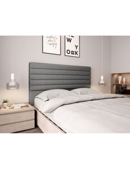 Tête de lit capitonnée en tissu OBED aspect bombé gris 140 x 120 cm
