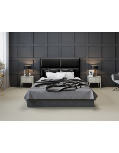 Tête De Lit En Velours, Couleur Noir, Lara, Marque Milo Casa