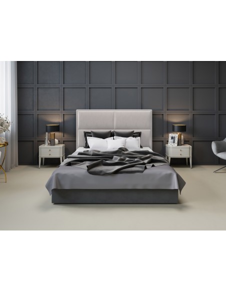 Tête De Lit En Velours, Couleur Beige, Lara, Marque Milo Casa