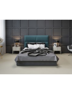 Tête De Lit En Velours, Couleur Pétrole, Lara, Marque Milo Casa 2