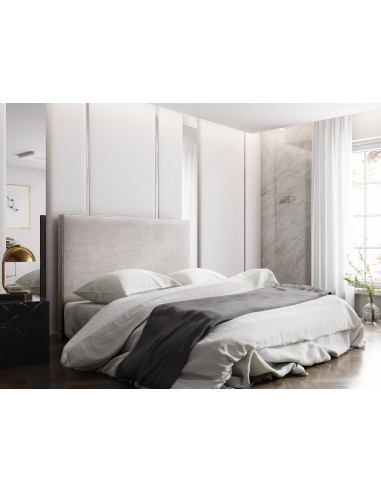 Tête De Lit En Velours, Couleur Beige, Natalia, Marque Milo Casa