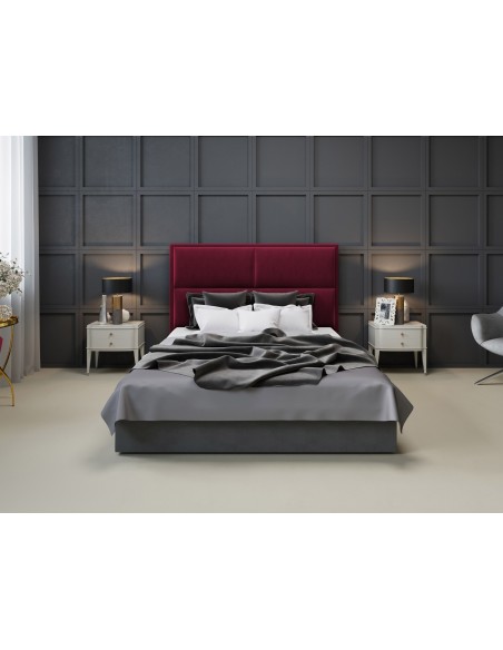 Tête De Lit En Velours, Couleur Bordeaux, Lara, Marque Milo Casa