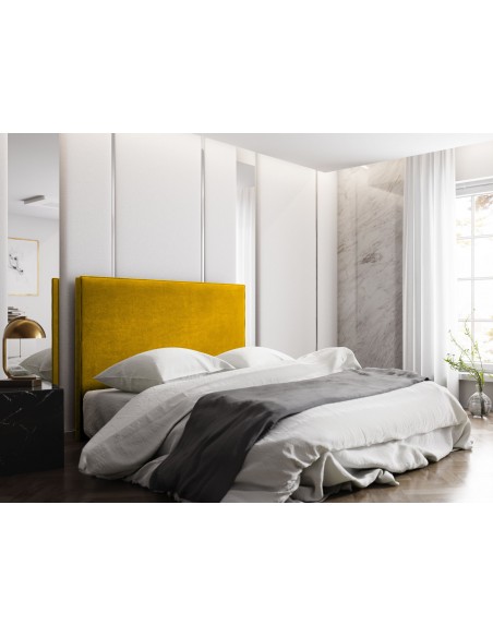 Tête De Lit En Velours, Couleur Jaune, Natalia, Marque Milo Casa Tête De Lit En Velours, Couleur Jaune, Natalia, Marque Milo Casa