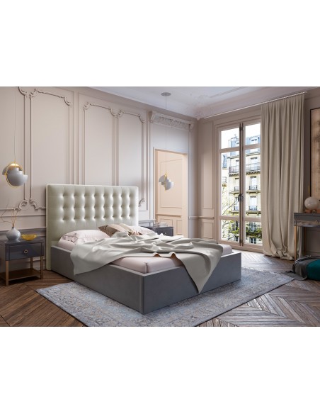 Tête De Lit En Velours, Couleur Beige, Athena, Marque Windsor & Co Tête De Lit En Velours, Couleur Beige, Athena, Marque Windsor & Co