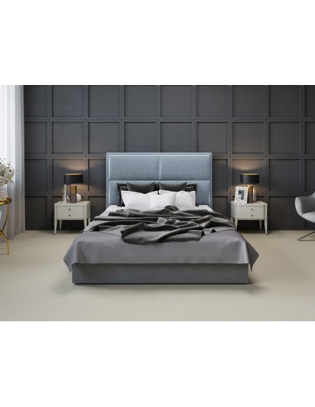 Tête De Lit En Velours, Couleur Bleu Clair, Lara, Marque Milo Casa