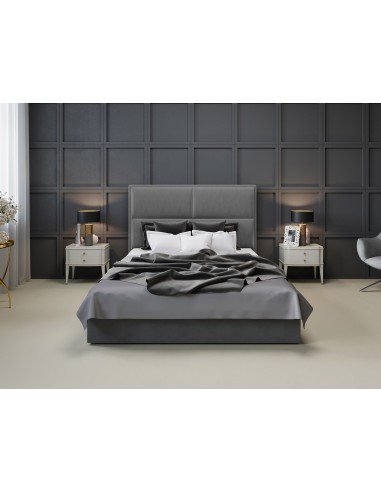 Tête De Lit En Velours, Couleur Gris Clair, Lara, Marque Milo Casa Tête De Lit En Velours, Couleur Gris Clair, Lara, Marque Milo Casa