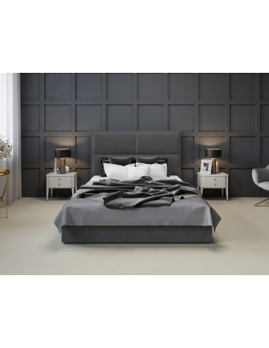 Tête De Lit En Velours, Couleur Gris Foncé, Lara, Marque Milo Casa Tête De Lit En Velours, Couleur Gris Foncé, Lara, Marque Milo Casa