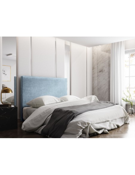 Tête De Lit En Velours, Couleur Bleu Clair, Natalia, Marque Milo Casa