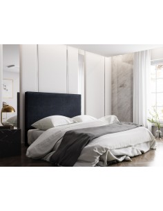 Tête De Lit En Velours, Couleur Bleu Foncé, Natalia, Marque Milo Casa 2