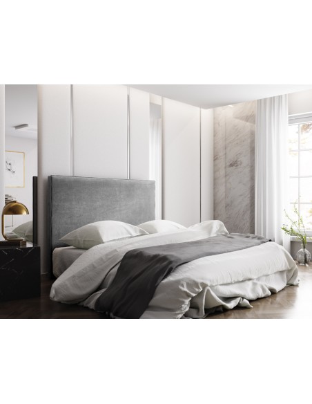 Tête De Lit En Velours, Couleur Gris Clair, Natalia, Marque Milo Casa Tête De Lit En Velours, Couleur Gris Clair, Natalia, Marque Milo Casa