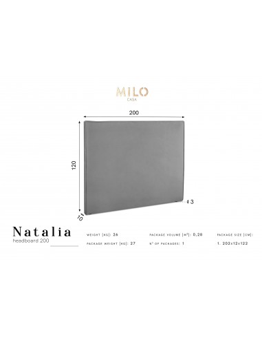 Tête De Lit En Velours, Couleur Gris Clair, Natalia, Marque Milo Casa Tête De Lit En Velours, Couleur Gris Clair, Natalia, Marque Milo Casa