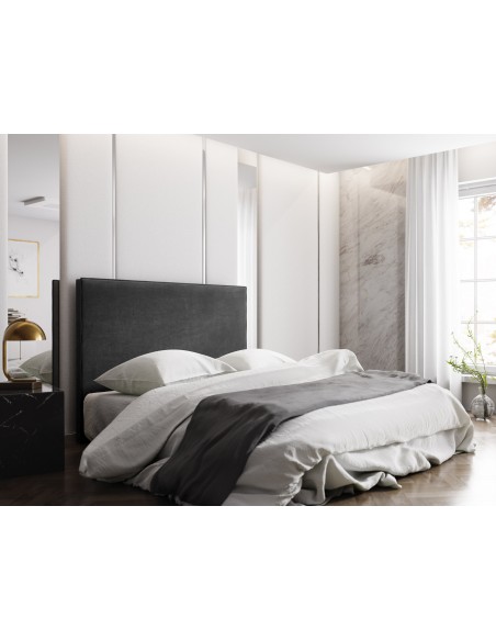 Tête De Lit En Velours, Couleur Gris Foncé, Natalia, Marque Milo Casa