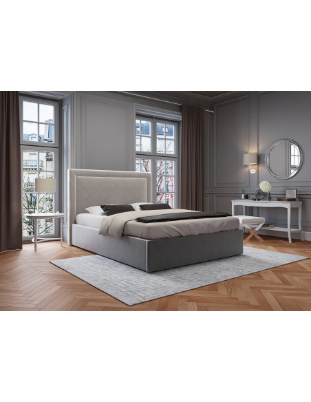 Tête De Lit En Velours, Couleur Beige, Primevere, Marque Mazzini Sofas