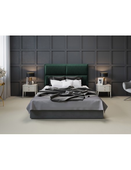 Tête De Lit En Velours, Couleur Vert Bouteille, Lara, Marque Milo Casa