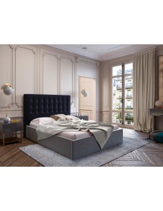 Tête De Lit En Velours, Couleur Bleu Foncé, Athena, Marque Windsor & Co 2