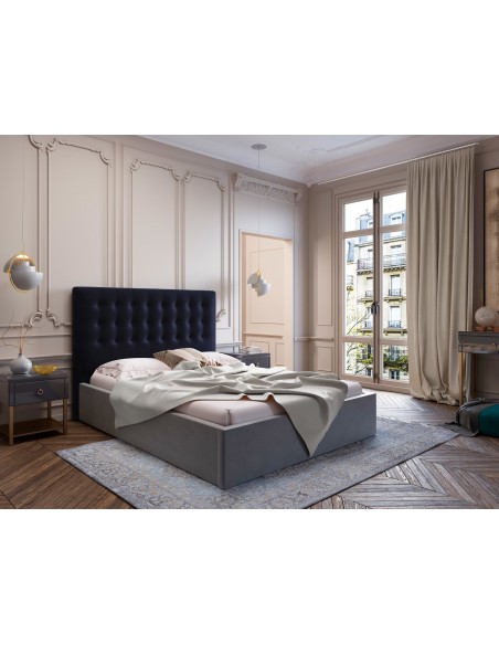 Tête De Lit En Velours, Couleur Bleu Foncé, Athena, Marque Windsor & Co Tête De Lit En Velours, Couleur Bleu Foncé, Athena, Marque Windsor & Co