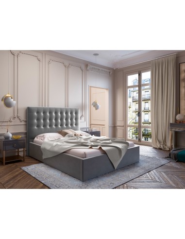 Tête De Lit En Velours, Couleur Gris Clair, Athena, Marque Windsor & Co Tête De Lit En Velours, Couleur Gris Clair, Athena, Marque Windsor & Co