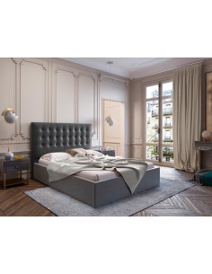 Tête De Lit En Velours, Couleur Gris Foncé, Athena, Marque Windsor & Co 2