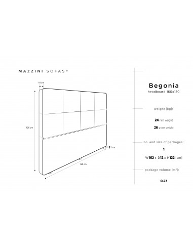 Tête De Lit En Velours, Couleur Gris Foncé, Begonia, Marque Mazzini Sofas