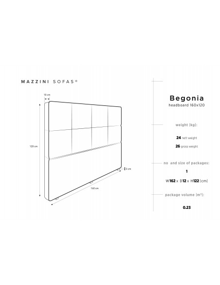 Tête De Lit En Velours, Couleur Gris Foncé, Begonia, Marque Mazzini Sofas